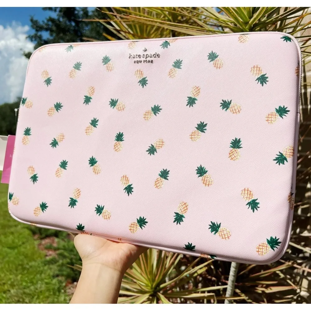 Kate Spade Staci Large  15 Inch Laptop Sleeve Case Pineapple Pink Multi - Picture 2 of 3